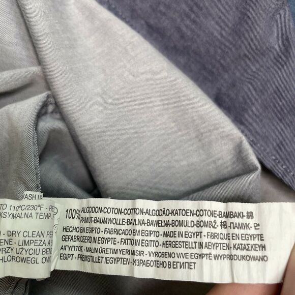 Zara Man Chambray Tailored Fit Paisley Flip Cuff Button Up Long Sleeve Med Blue - Picture 8 of 10